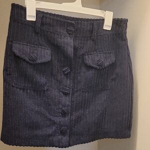 Blue Ribbed Mini Pencil Skirt for Work